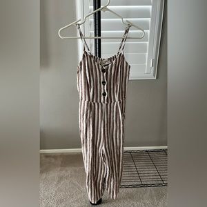 Women’s Brown and White Striped Jumpsuit